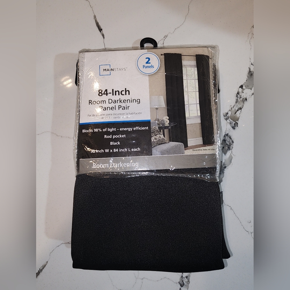 Mainstays 84 inch Room Darkening Panel Pair Curtains 2 Panels Brand new